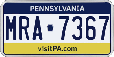 PA license plate MRA7367