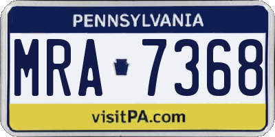 PA license plate MRA7368