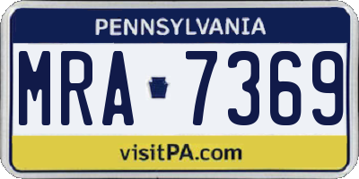 PA license plate MRA7369