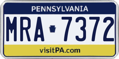 PA license plate MRA7372