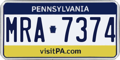 PA license plate MRA7374