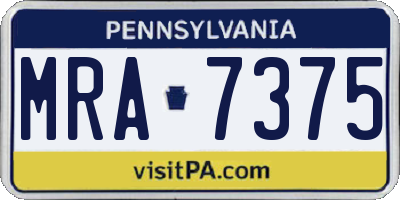 PA license plate MRA7375