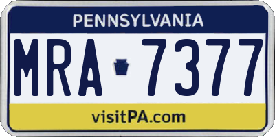 PA license plate MRA7377