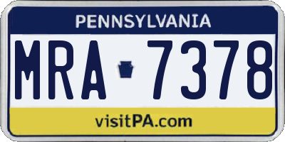 PA license plate MRA7378