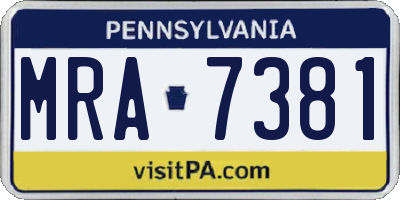 PA license plate MRA7381