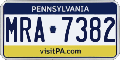 PA license plate MRA7382