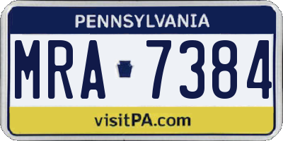 PA license plate MRA7384