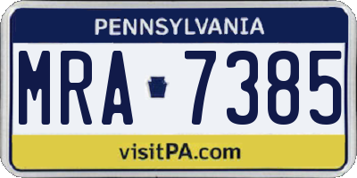 PA license plate MRA7385
