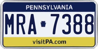 PA license plate MRA7388
