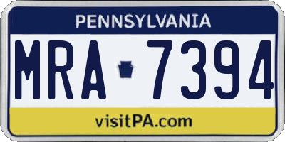 PA license plate MRA7394