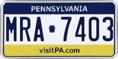 PA license plate MRA7403