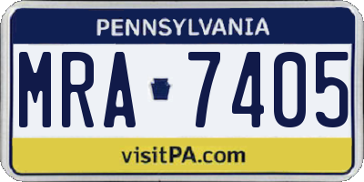 PA license plate MRA7405