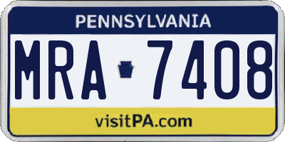 PA license plate MRA7408