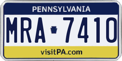 PA license plate MRA7410