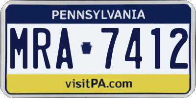 PA license plate MRA7412