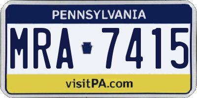 PA license plate MRA7415