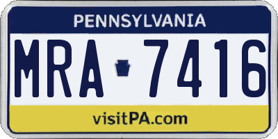 PA license plate MRA7416