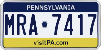 PA license plate MRA7417