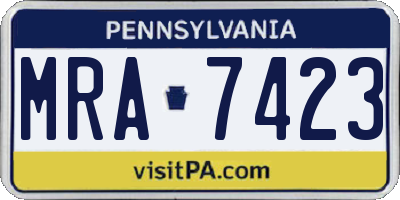 PA license plate MRA7423