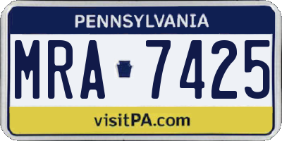 PA license plate MRA7425