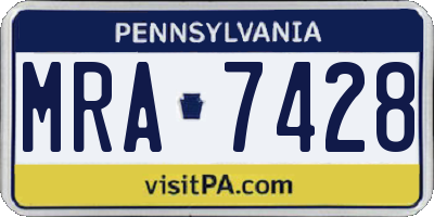 PA license plate MRA7428
