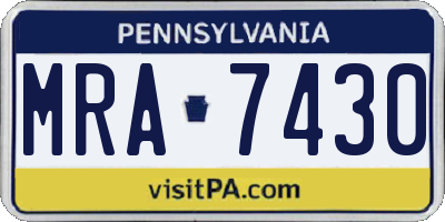 PA license plate MRA7430