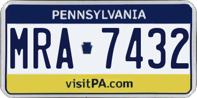 PA license plate MRA7432