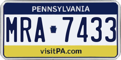 PA license plate MRA7433