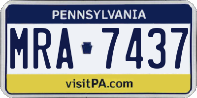 PA license plate MRA7437