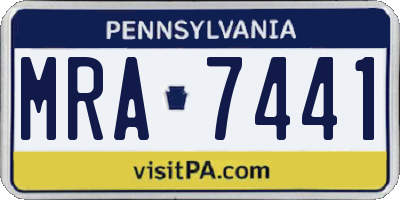 PA license plate MRA7441