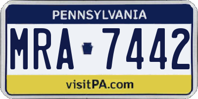 PA license plate MRA7442
