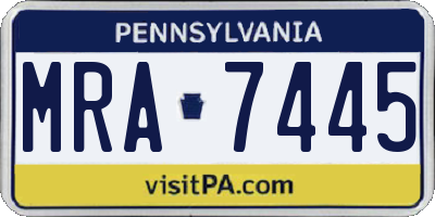 PA license plate MRA7445