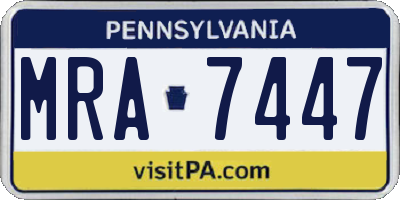 PA license plate MRA7447