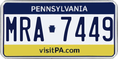 PA license plate MRA7449
