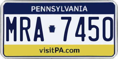 PA license plate MRA7450