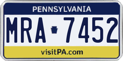 PA license plate MRA7452