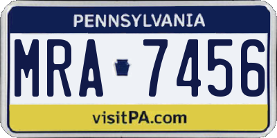PA license plate MRA7456