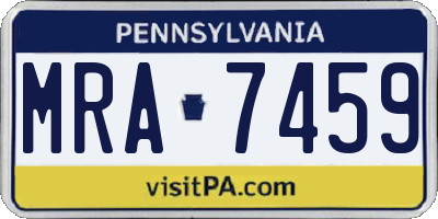 PA license plate MRA7459