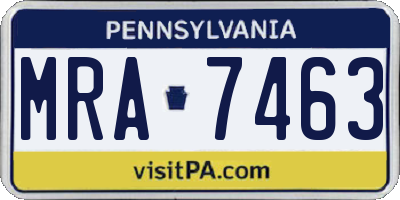 PA license plate MRA7463