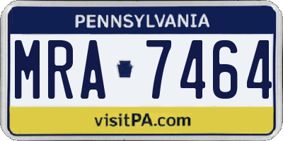 PA license plate MRA7464