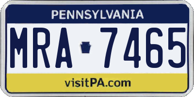 PA license plate MRA7465