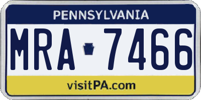 PA license plate MRA7466