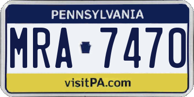 PA license plate MRA7470