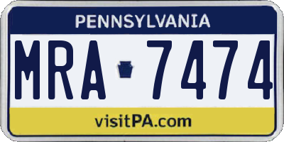 PA license plate MRA7474