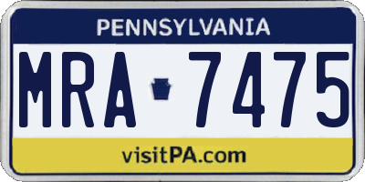 PA license plate MRA7475