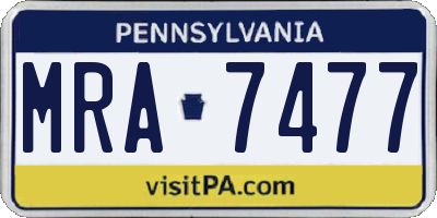 PA license plate MRA7477