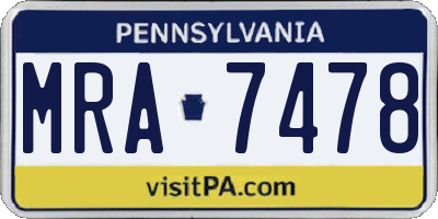 PA license plate MRA7478