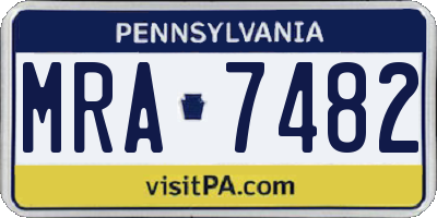 PA license plate MRA7482