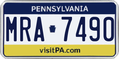PA license plate MRA7490