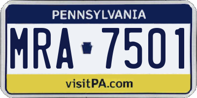 PA license plate MRA7501